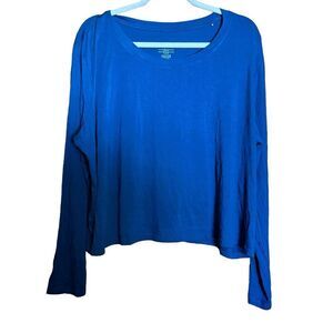 Posh Peanut Lounge Top Womens 2XL Blue Bamboo Blend Stretch Pajama Blouse